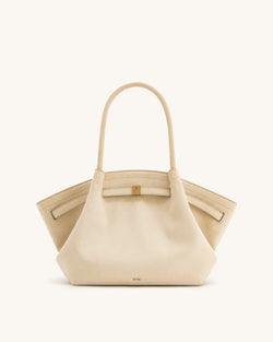 Hana Medium Faux Suede Tote Bag - Off-White