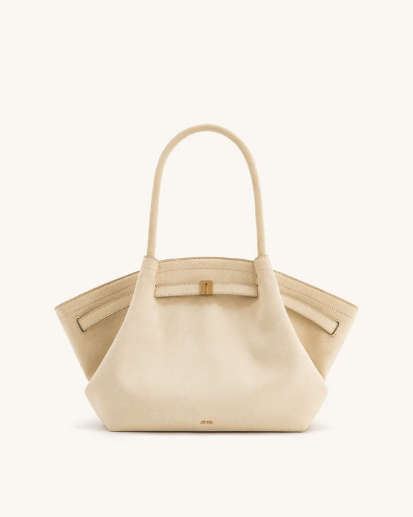 Hana Medium Faux Suede Tote Bag - Off-White